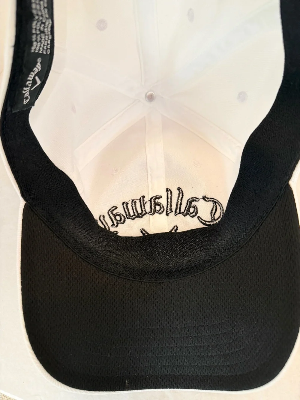 Callaway Golf White Black Embroidered Performance Hat Fitted L/XL